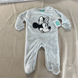NWT Disney Baby Light Blue Minnie Mouse Footie Size 3/6M